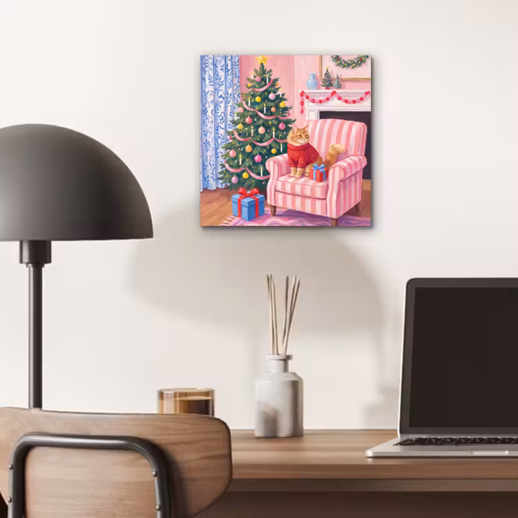 Aluminium schilderij - Kat - Kerst - Interieur — 6