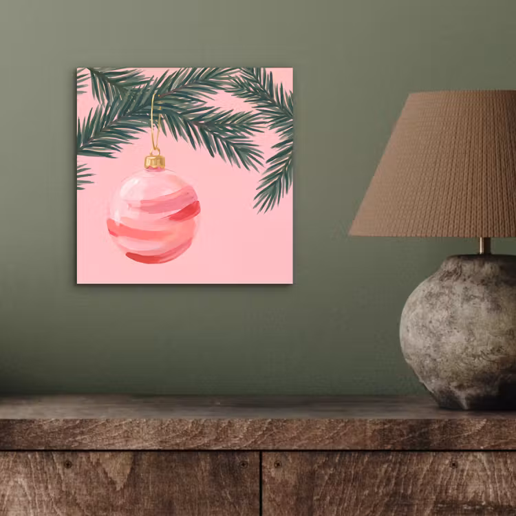 Aluminium schilderij - Kerstbal - Roze - Kerst — 3
