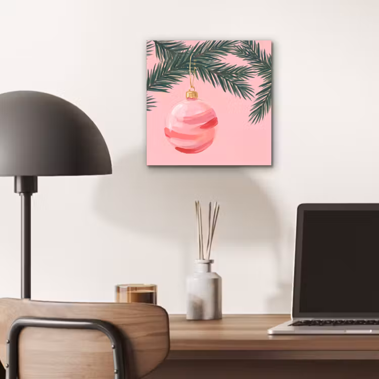 Aluminium schilderij - Kerstbal - Roze - Kerst — 6