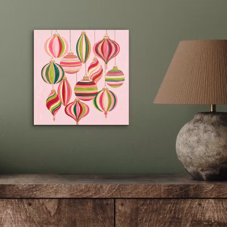 Aluminium schilderij - Kerstversiering - Gestreept - Roze — 3