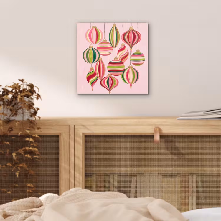 Aluminium schilderij - Kerstversiering - Gestreept - Roze — 4