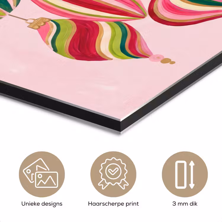 Aluminium schilderij - Kerstversiering - Gestreept - Roze — 7