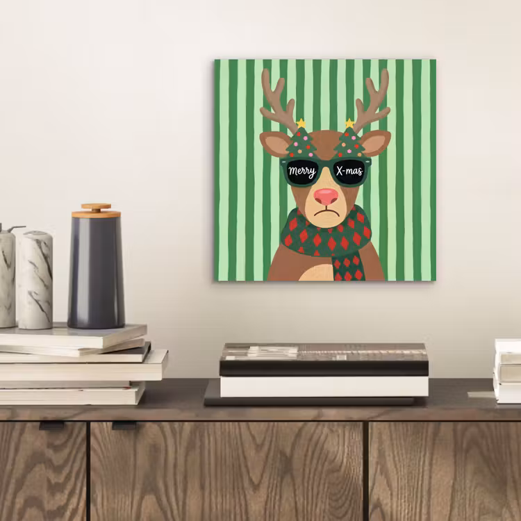 Aluminium schilderij - Rendier - Kerst - Illustratie — 2