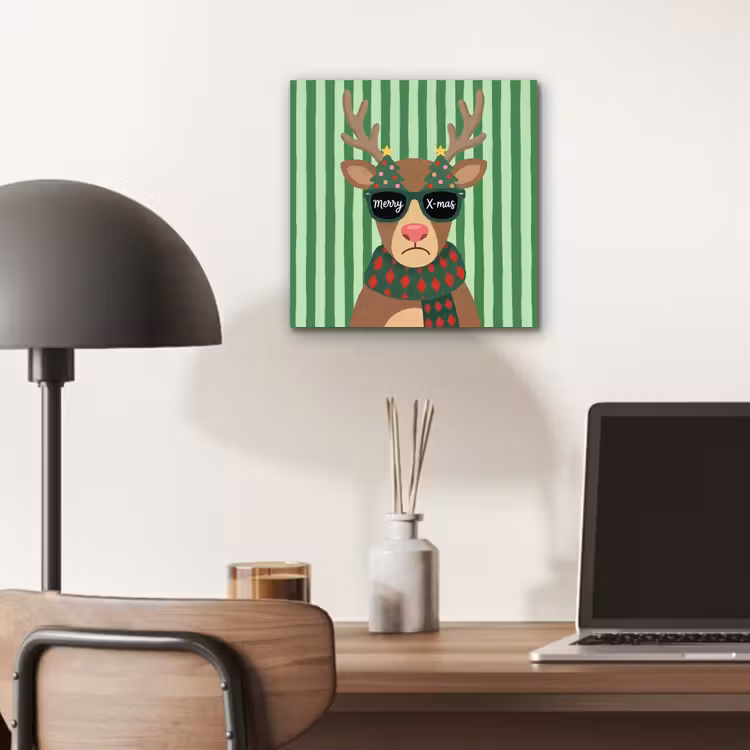 Aluminium schilderij - Rendier - Kerst - Illustratie — 6