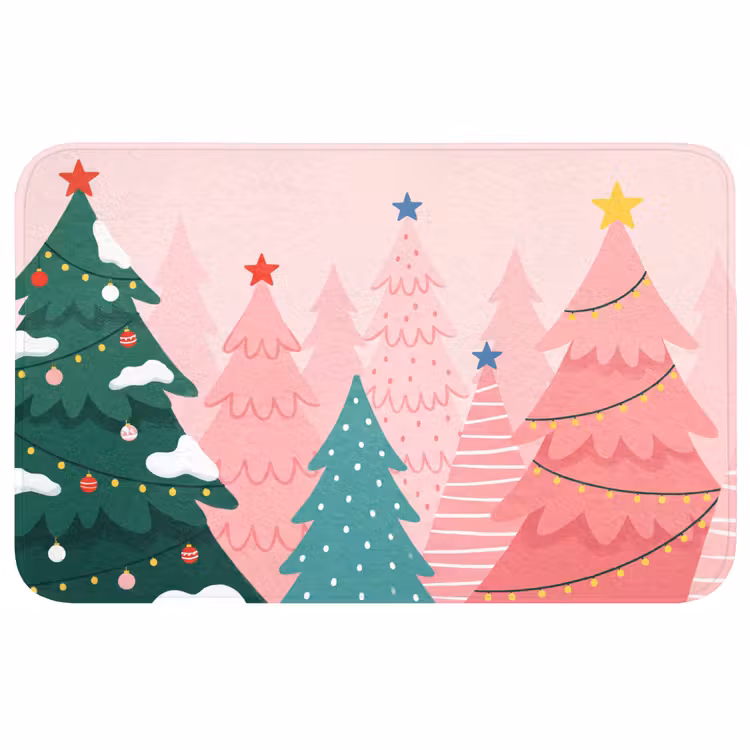 Badmat - Kerstbomen - Illustratie - Roze — 1