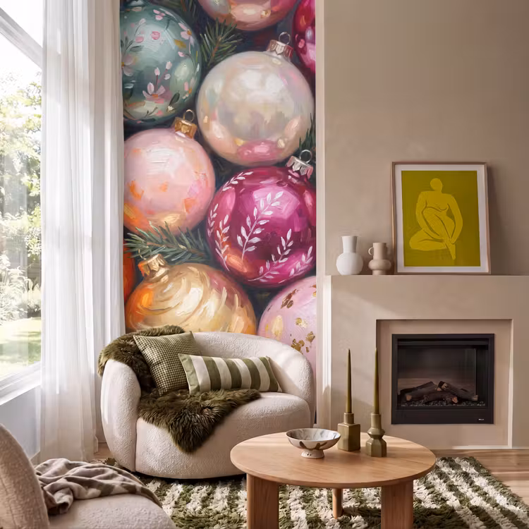 Behang - Kerstballen - Kleurrijk - Feest β 1