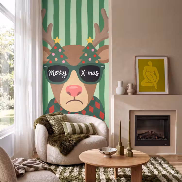 Behang - Rendier - Kerst - Illustratie β 1