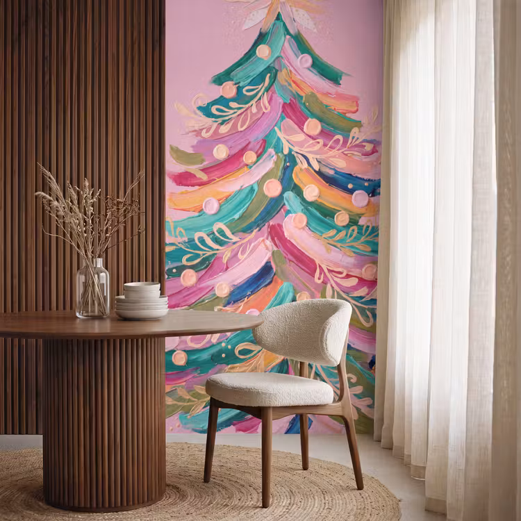 Behang - Kerstboom - Abstract - Kleurrijk β 4