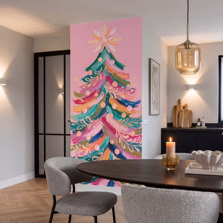 Behang - Kerstboom - Abstract - Kleurrijk β 5