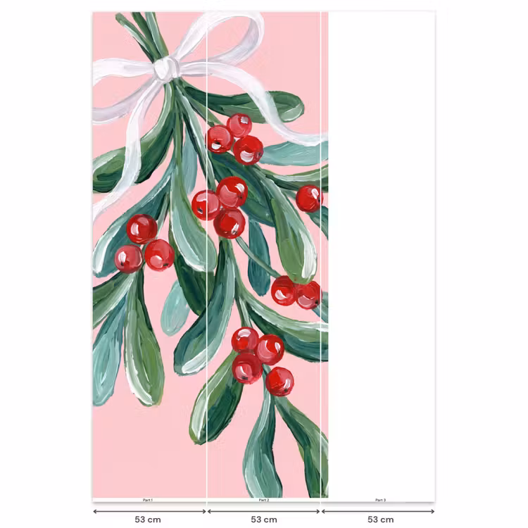 Behang - Plant - Kerst - Roze — 6