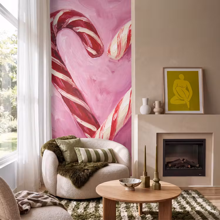 Behang - Snoep - Hart - Roze β 1