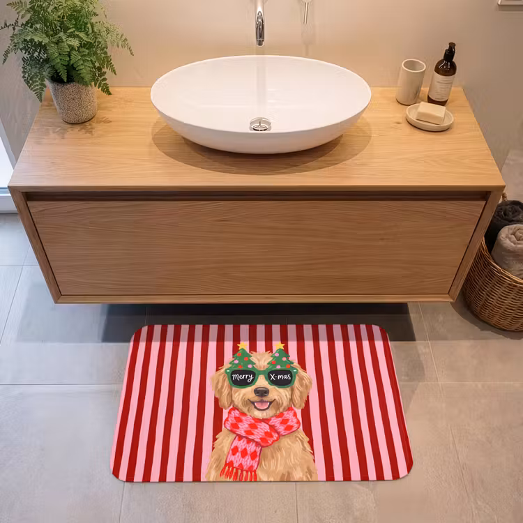 Badmat - Hond - Kerst - Rood — 2