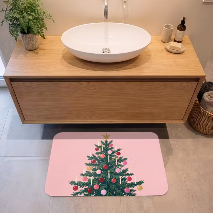 Badmat - Kerstboom - Kerst - Roze — 2