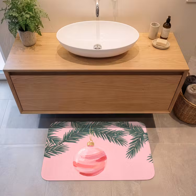 Badmat - Kerstbal - Roze - Kerst — 2