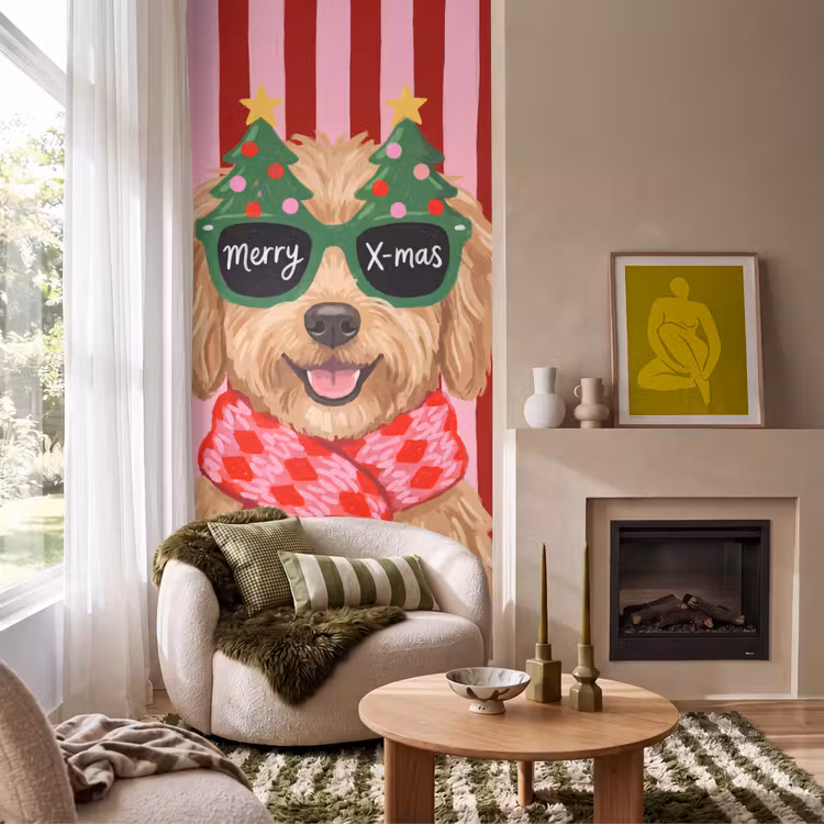 Behang - Hond - Kerst - Rood — 1