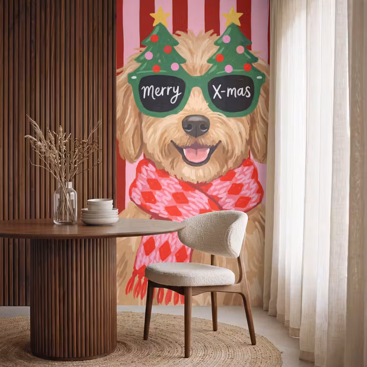 Behang - Hond - Kerst - Rood — 4