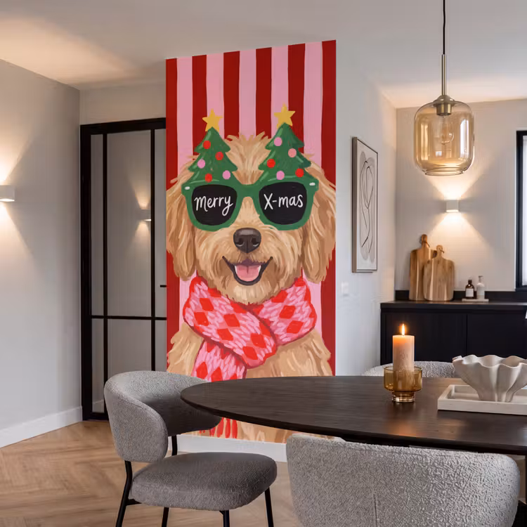 Behang - Hond - Kerst - Rood — 5