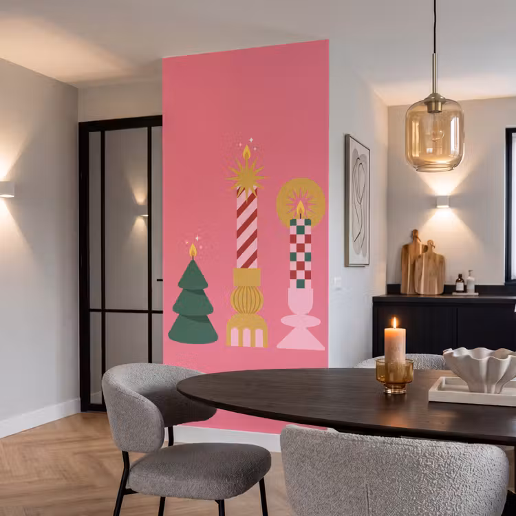 Behang - Kaarsen - Feest - Roze — 5