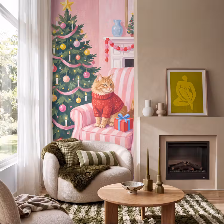 Behang - Kat - Kerst - Interieur β 1