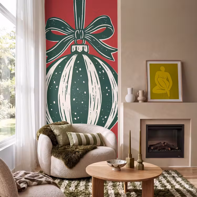 Behang - Kerstbal - Kerst - Rood — 1