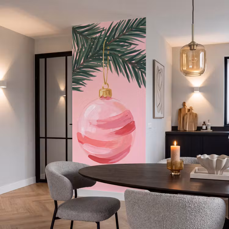 Behang - Kerstbal - Roze - Kerst — 5