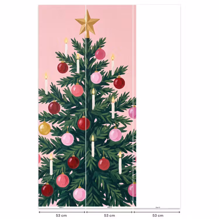 Behang - Kerstboom - Kerst - Roze — 6