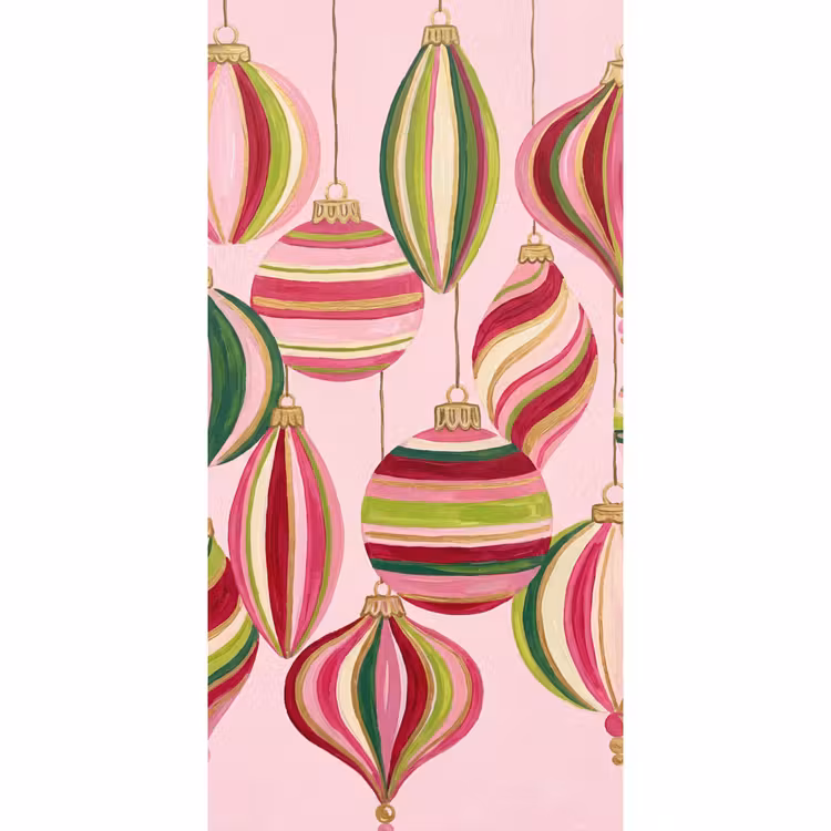 Behang - Kerstversiering - Gestreept - Roze — 2