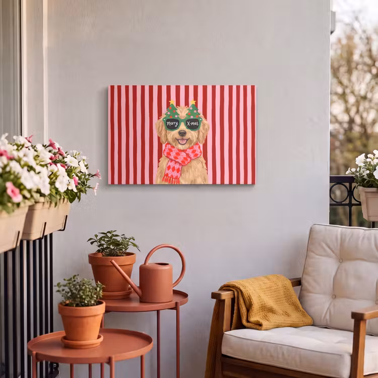 Buiten canvas - Hond - Kerst - Rood — 3