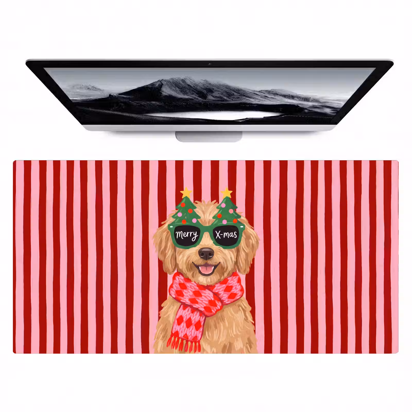 Bureau onderlegger - Hond - Kerst - Rood — 1