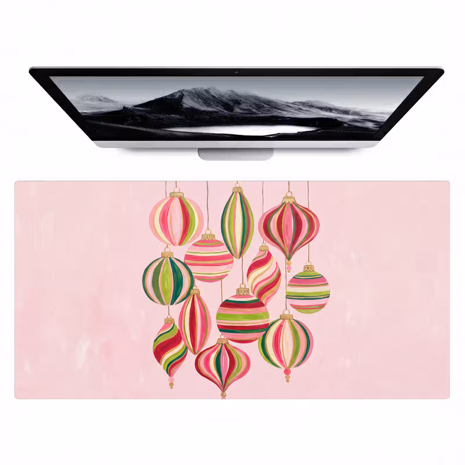 Bureau onderlegger - Kerstversiering - Gestreept - Roze — 1