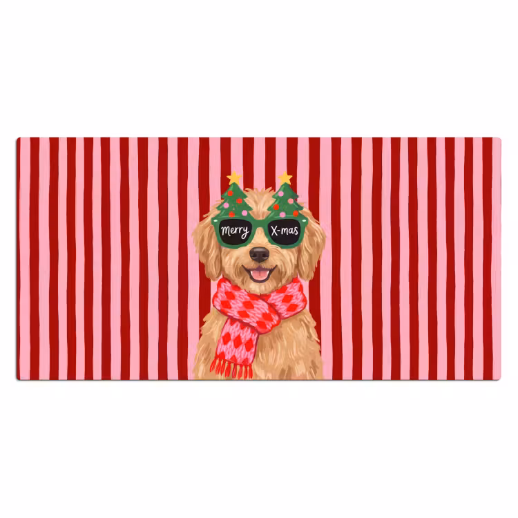 Bureau onderlegger - Hond - Kerst - Rood — 2
