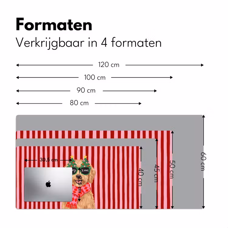 Bureau onderlegger - Hond - Kerst - Rood — 8