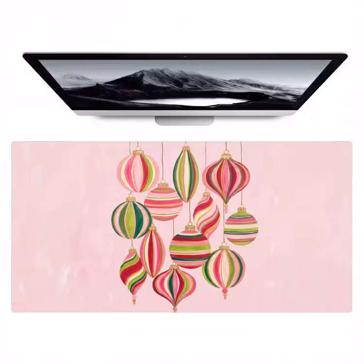 Bureau onderlegger - Kerstversiering - Gestreept - Roze — 1
