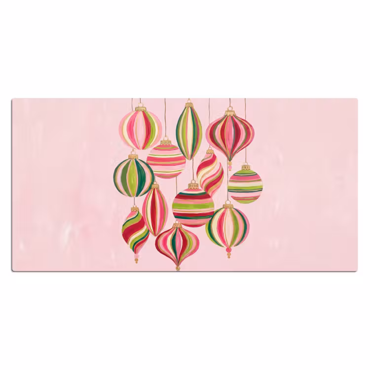 Bureau onderlegger - Kerstversiering - Gestreept - Roze — 2