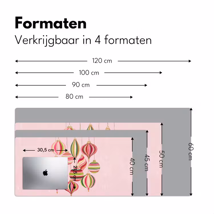 Bureau onderlegger - Kerstversiering - Gestreept - Roze — 8