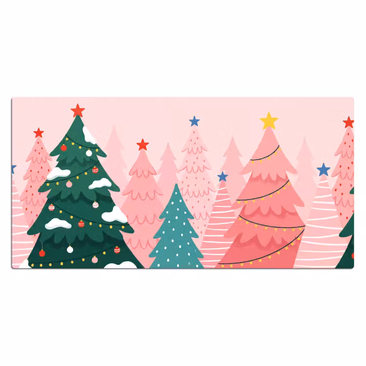 Bureau onderlegger - Kerstbomen - Illustratie - Roze — 2