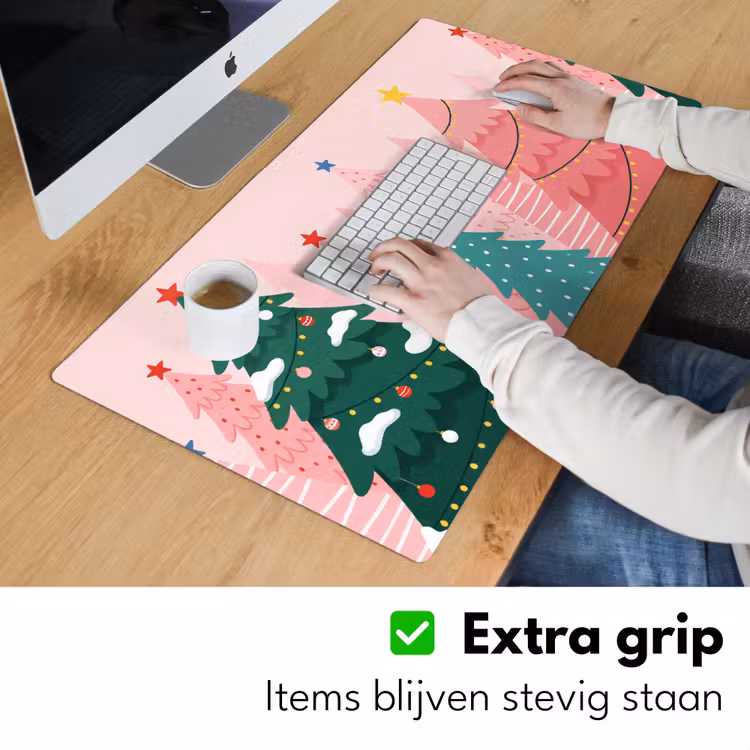 Bureau onderlegger - Kerstbomen - Illustratie - Roze — 6