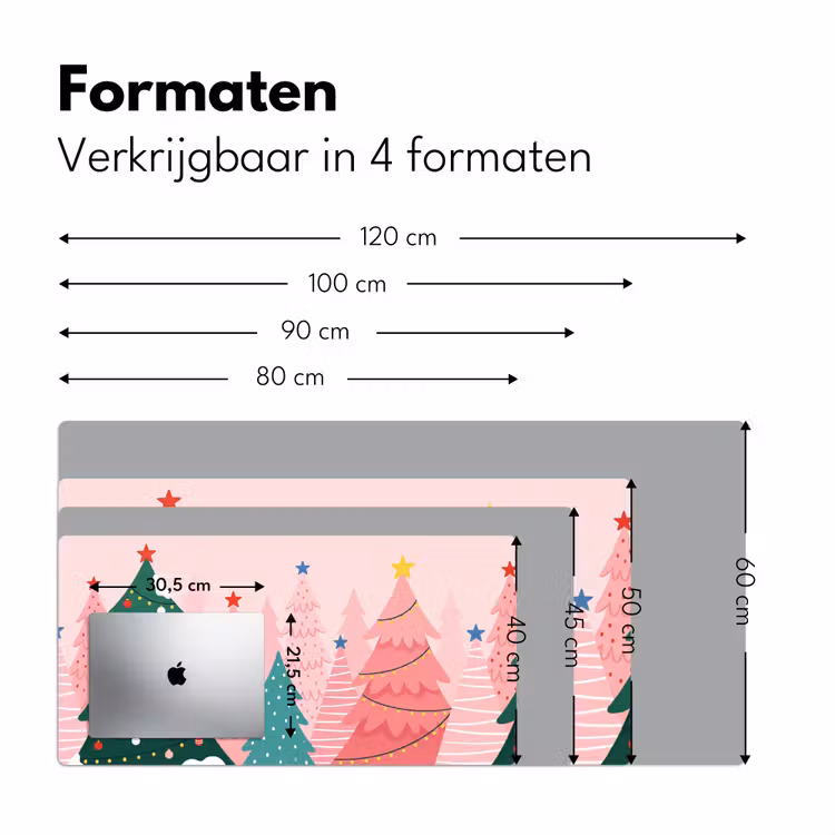 Bureau onderlegger - Kerstbomen - Illustratie - Roze — 8