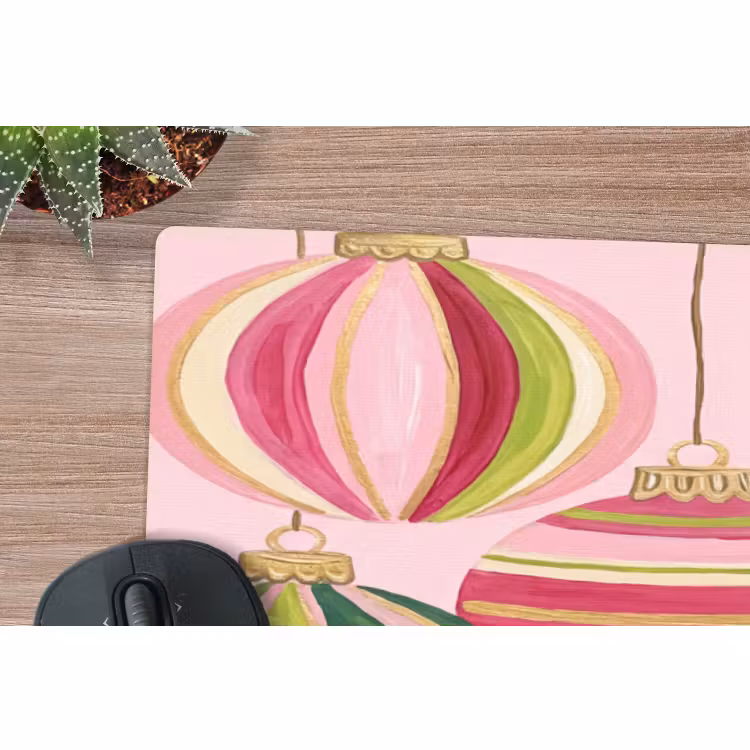 Muismat - Kerstversiering - Gestreept - Roze — 5