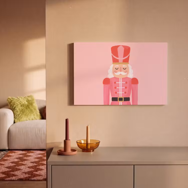 Canvas schilderij - Notenkraker roze illustratie — 2