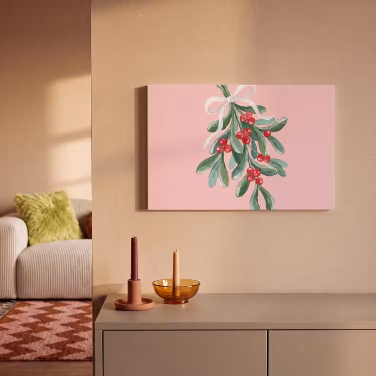 Canvas schilderij - Plant - Kerst - Roze — 2