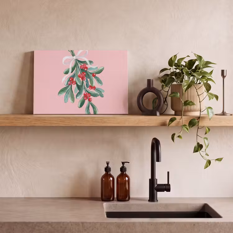 Canvas schilderij - Plant - Kerst - Roze — 4