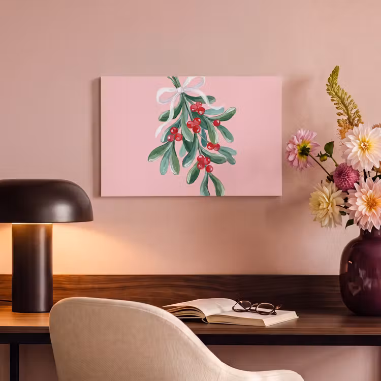 Canvas schilderij - Plant - Kerst - Roze — 6
