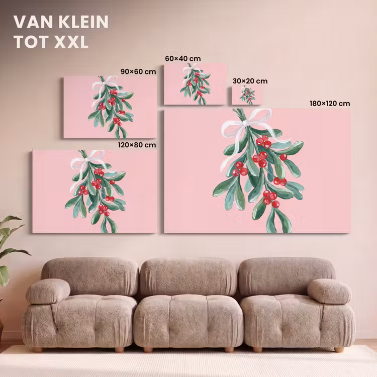 Canvas schilderij - Plant - Kerst - Roze — 8