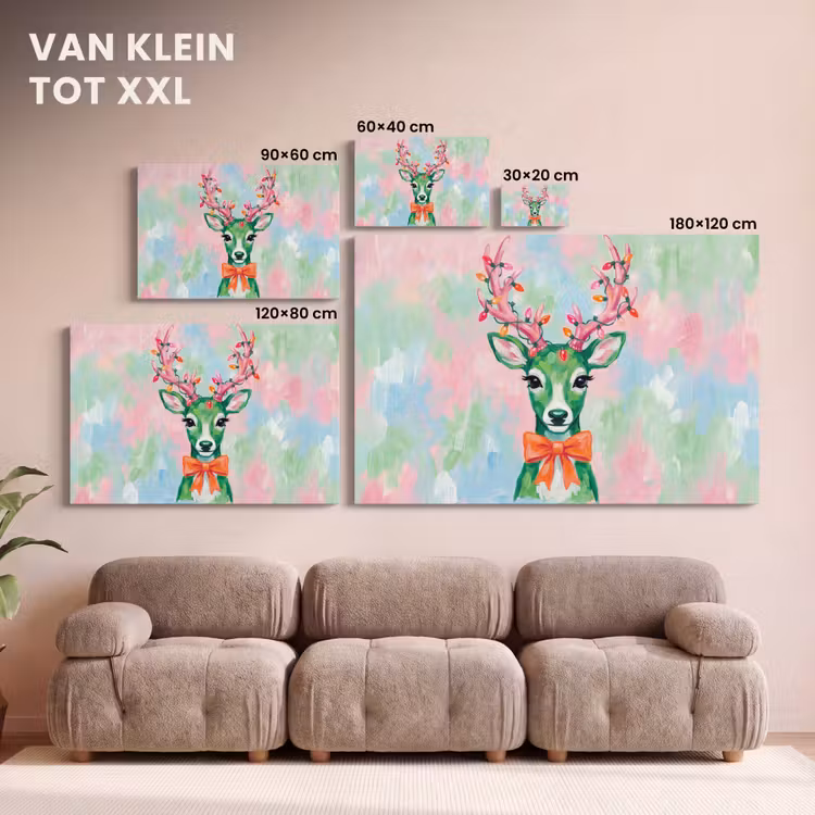 Canvas schilderij - Hert - Kerst - Dieren — 8