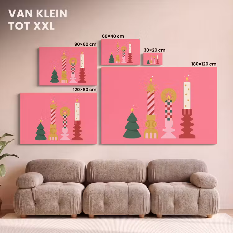 Canvas schilderij - Kaarsen - Feest - Roze — 8