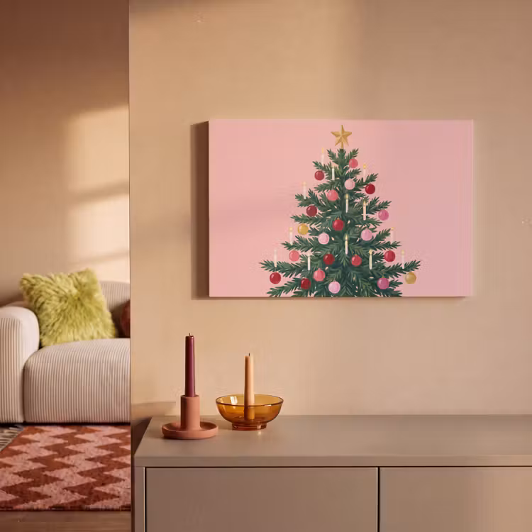 Canvas schilderij - Kerstboom - Kerst - Roze — 2