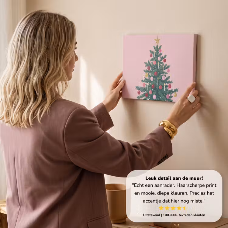 Canvas schilderij - Kerstboom - Kerst - Roze — 3