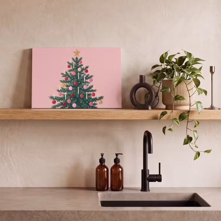 Canvas schilderij - Kerstboom - Kerst - Roze — 4