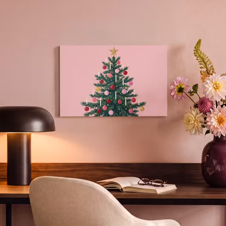 Canvas schilderij - Kerstboom - Kerst - Roze — 6